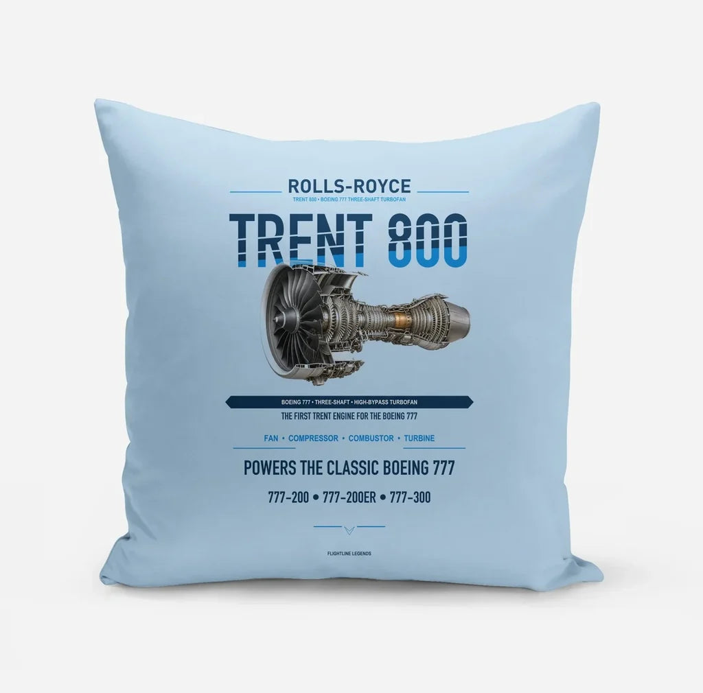 TRENT 800 design on light blue pillow