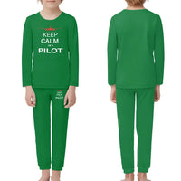 Thumbnail for Pilot (777 Silhouette) children pajamas - Green