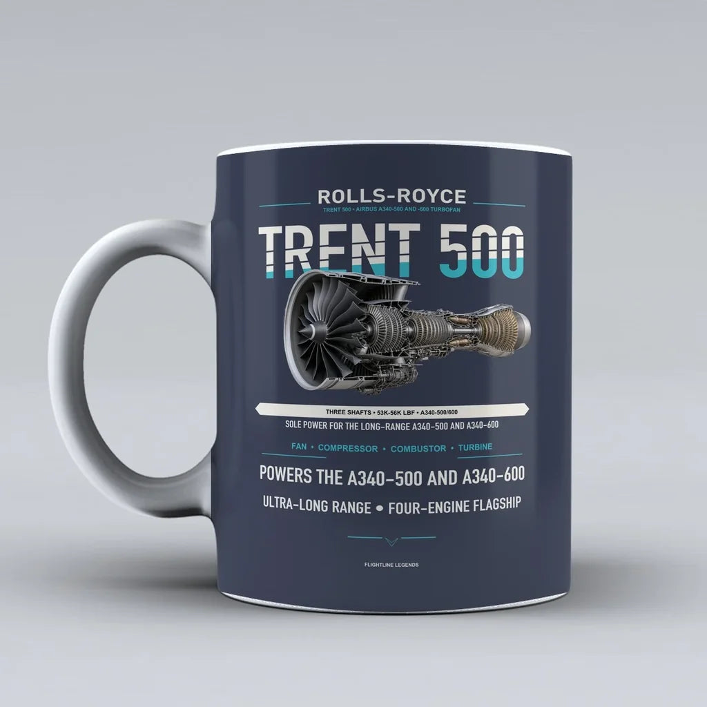 500 Mug design on dark blue trent