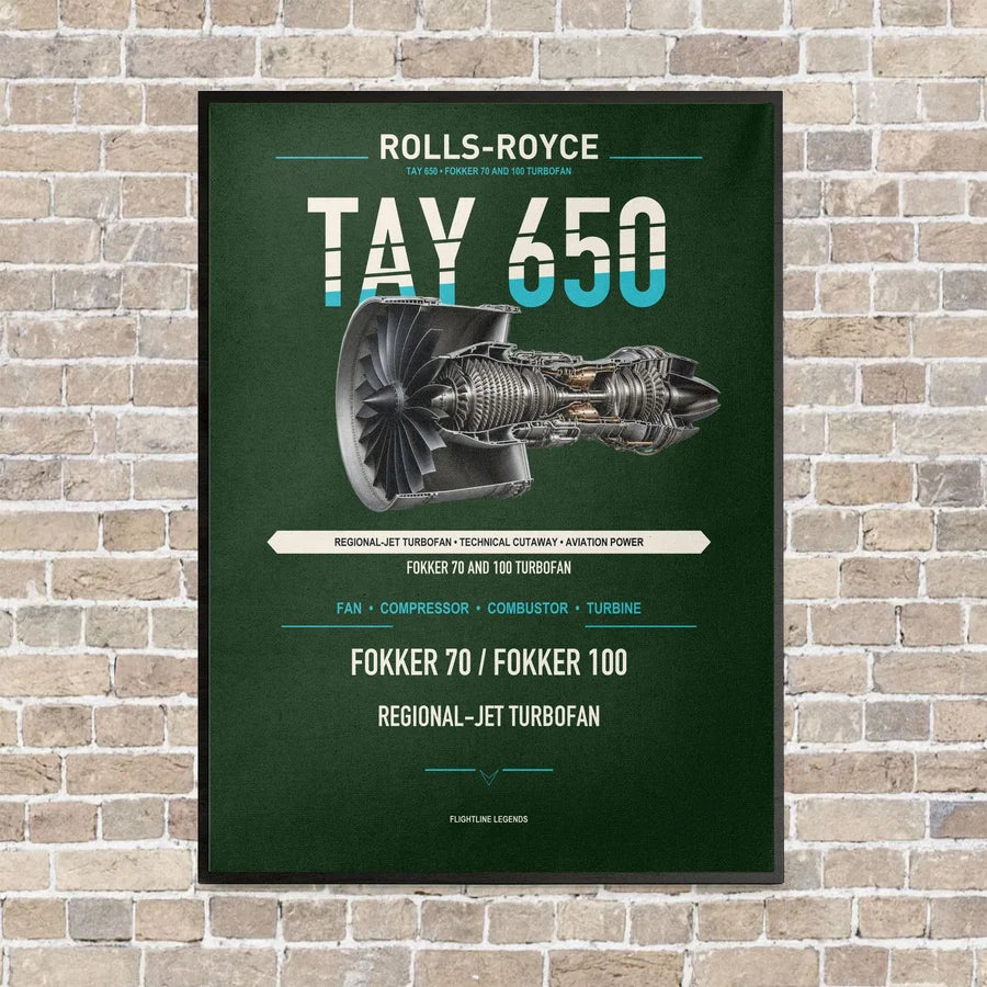 TAY 650 vertical canvas print - framed - dark green background