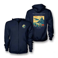 Thumbnail for VINTAGE G4447 - The Clifftop Castle Pass - Premium Zipped Hoodie design on navyblue