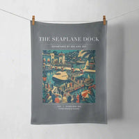 Thumbnail for VINTAGE G4056 - The Seaplane Dock - Designed Towels design on gray