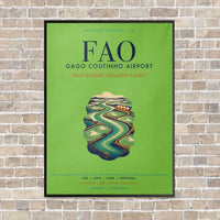 Thumbnail for Gago Coutinho Airport Faro FAO vertical canvas print - framed - light green background