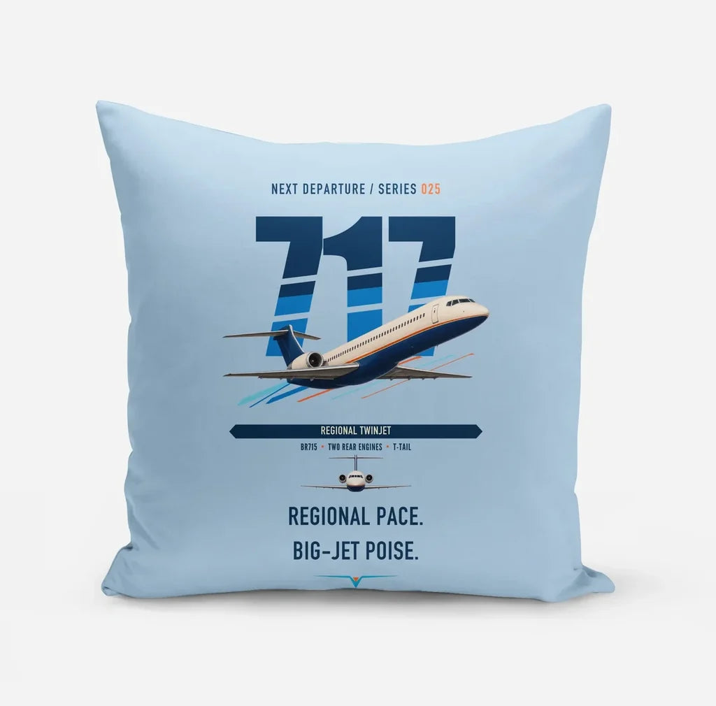 Boeing 717-200 design on light blue pillow