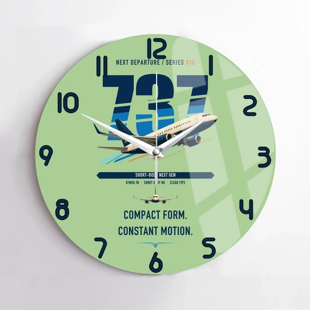 Boeing 737-700 NG design on light green no frame wall clock