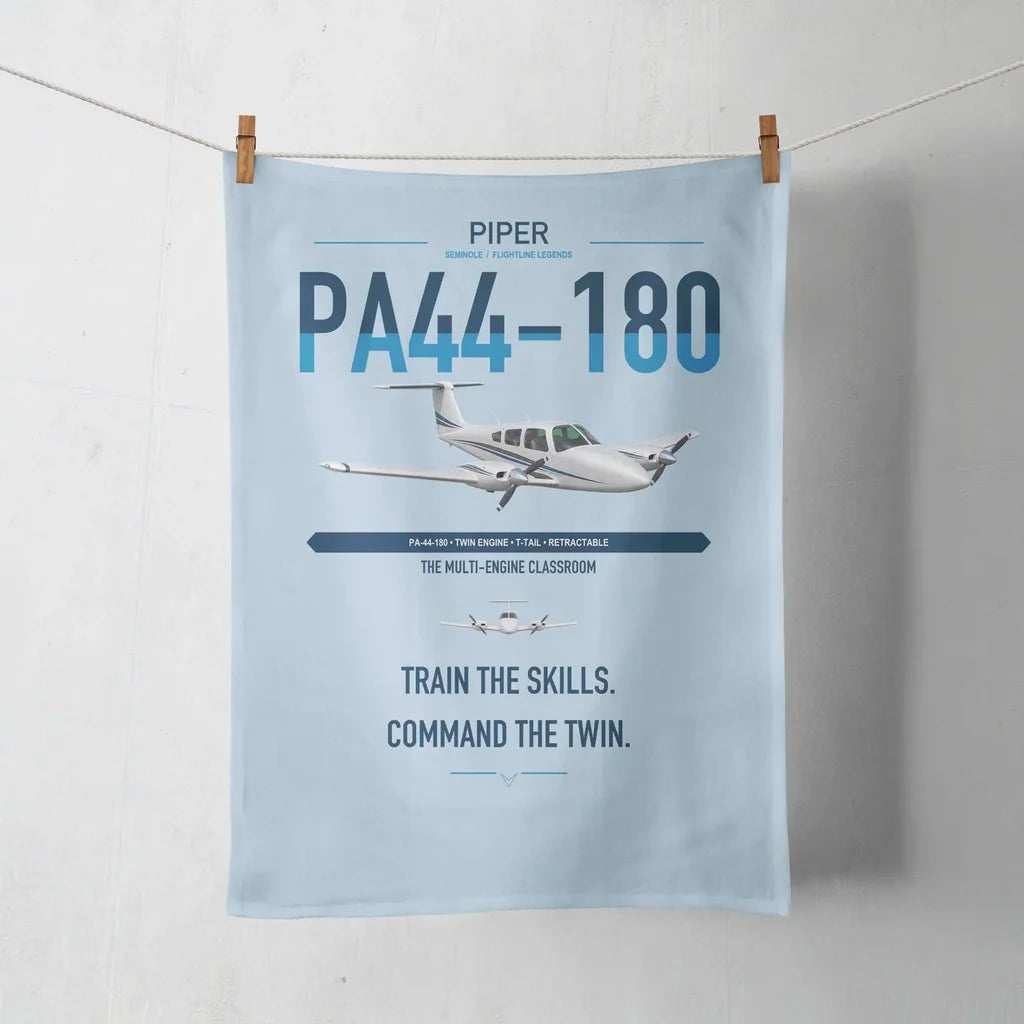 Piper PA-44-180 Seminole design on light blue towel