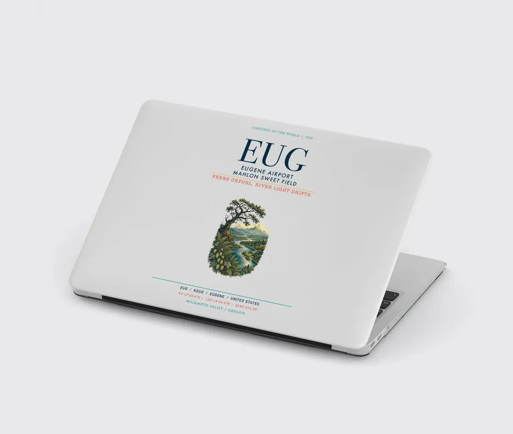 Eugene Airport Mahlon Sweet Field (EUG) design on light gray MacBook case