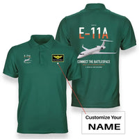 Thumbnail for E-11A BACN design on green+name double-side polo t-shirt, double-side print