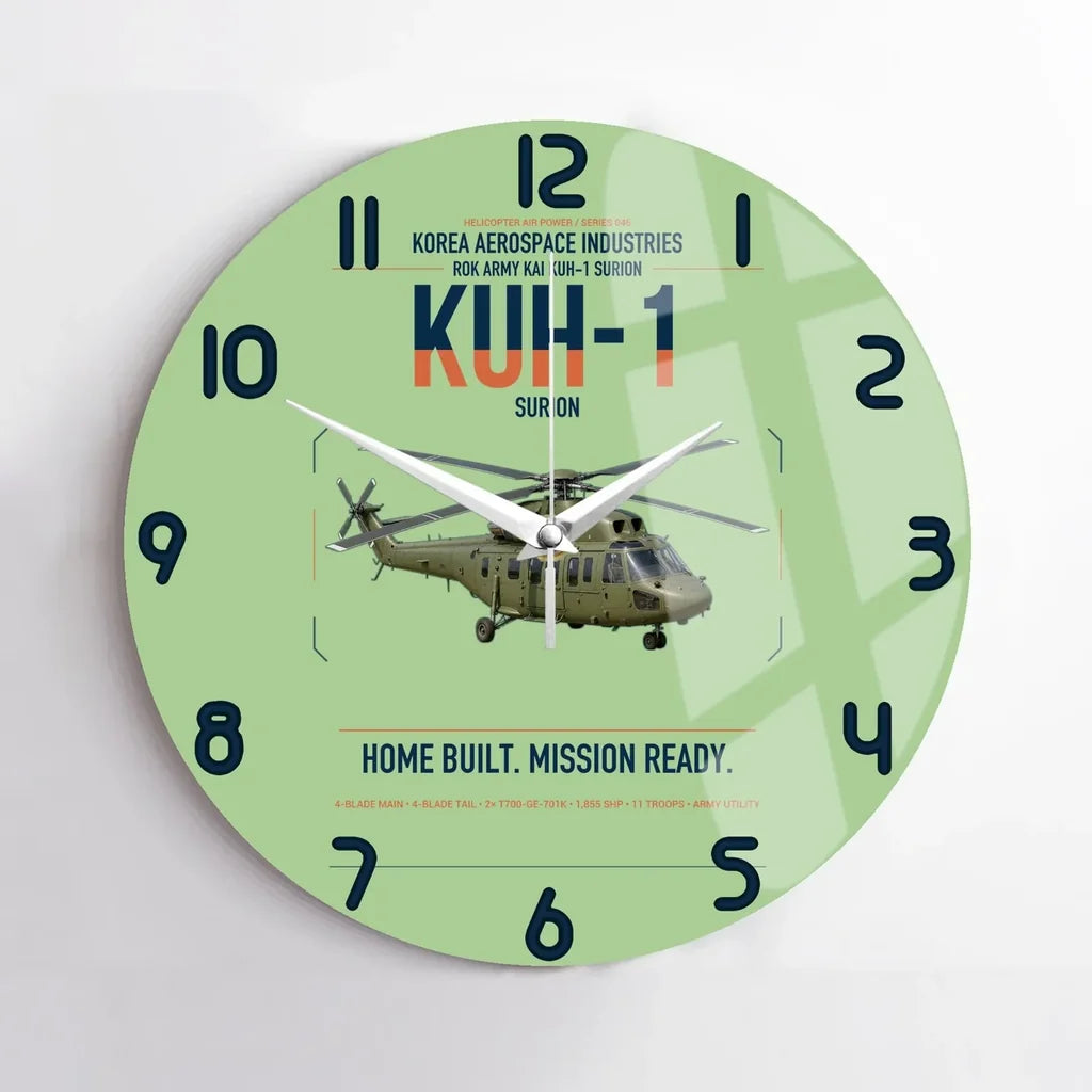 Korea Aerospace Industries KUH-1 Surion design on light green no frame wall clock