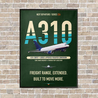 Thumbnail for Airbus A310-300P2F vertical canvas print - framed - dark green background
