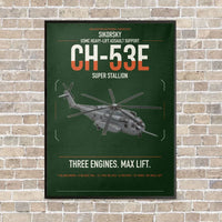 Thumbnail for Sikorsky CH-53E Super Stallion vertical canvas print - framed - dark green background
