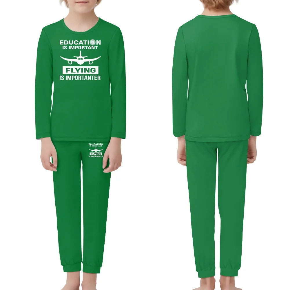 Flying is Importanter children pajamas - Green