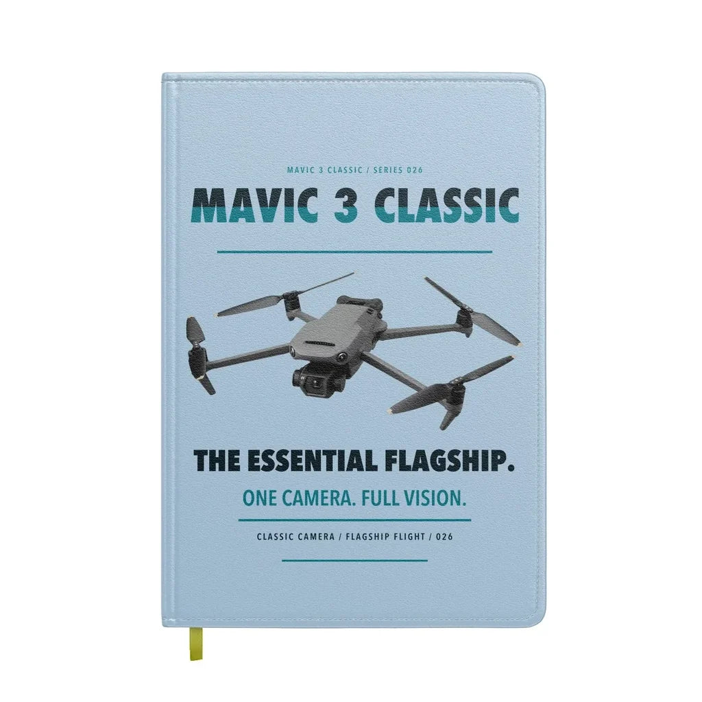 DJI Mavic 3 Classic design on light blue notebook