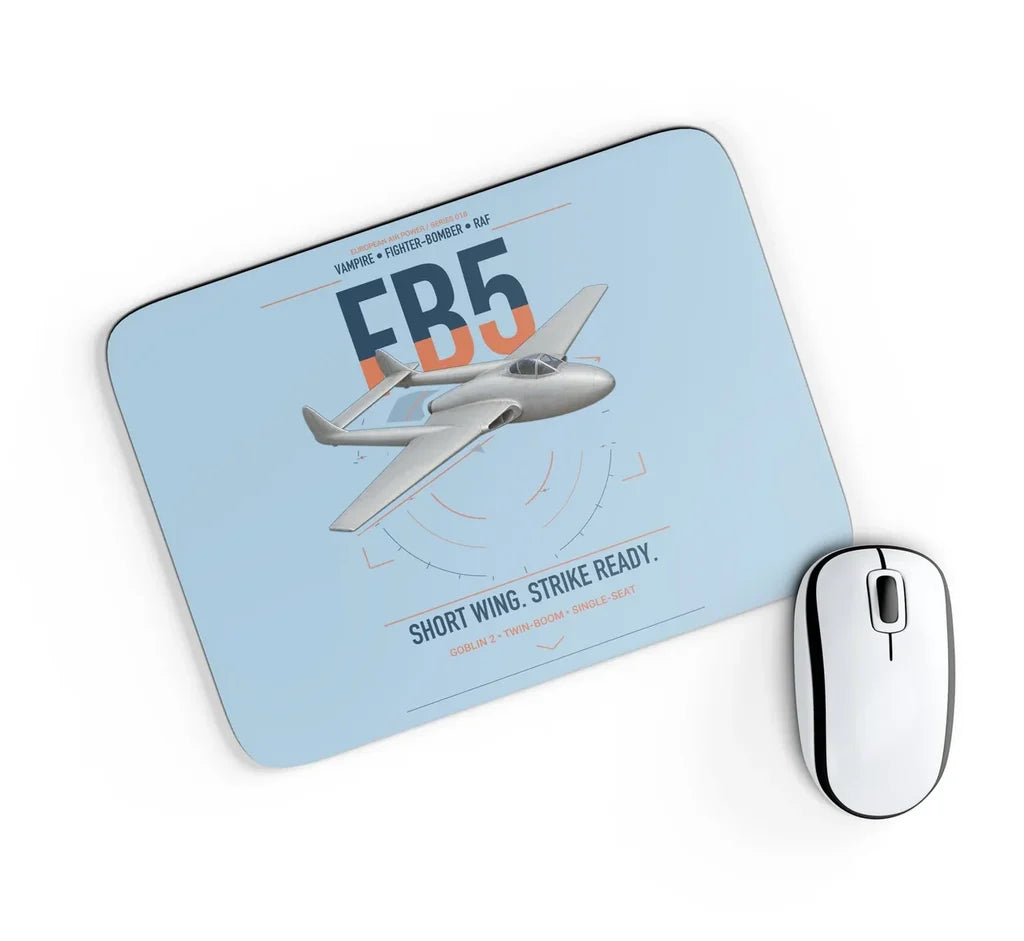 de Havilland Vampire FB5 design on light blue rectangle mouse pad
