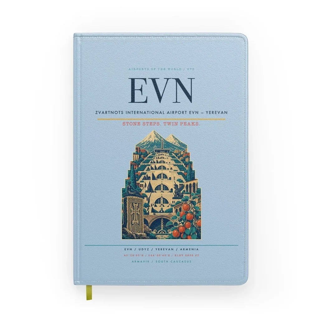 Zvartnots International Airport (EVN) design on light blue notebook