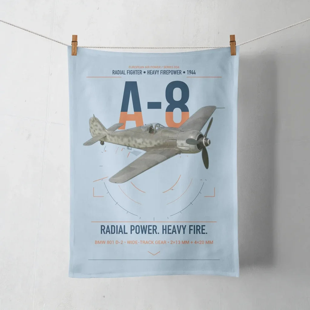 Focke-Wulf Fw 190A-8 design on light blue towel