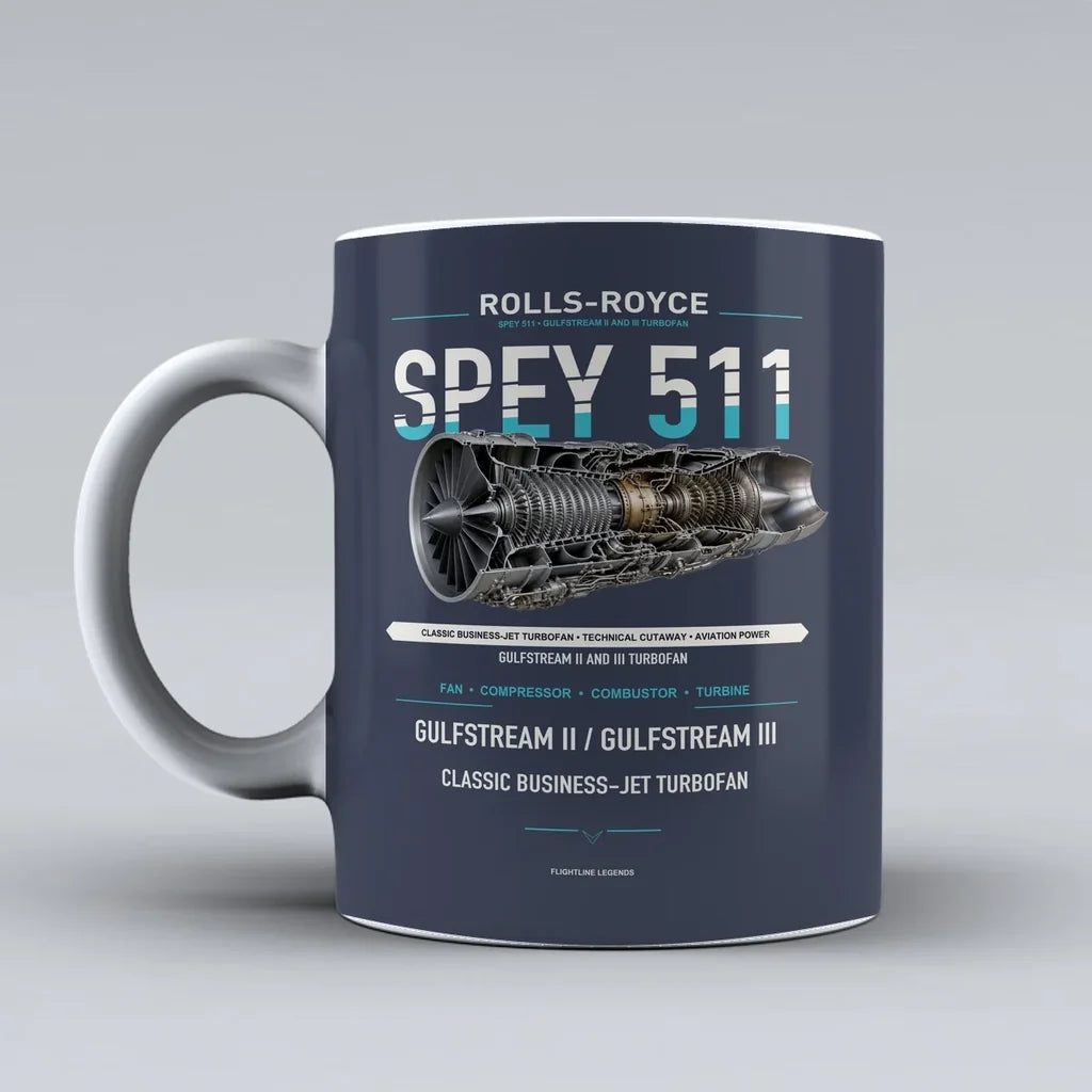 511 Mug design on dark blue spey