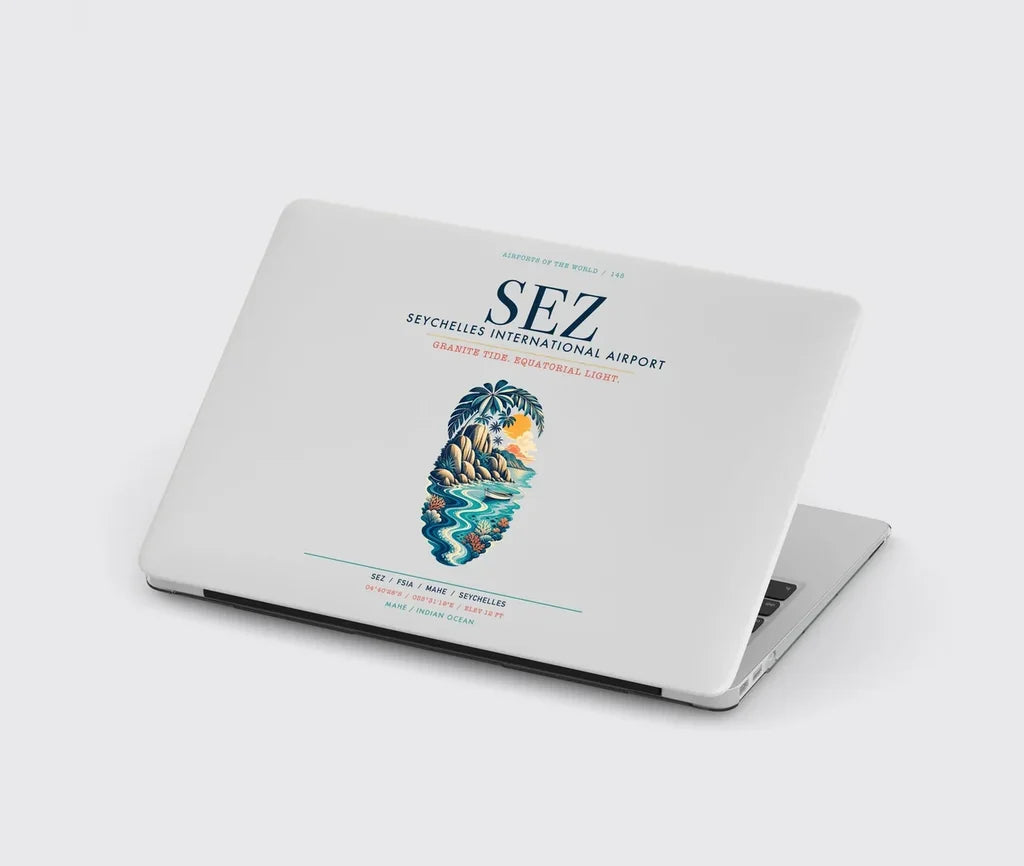 Seychelles International Airport (SEZ) design on light gray MacBook case