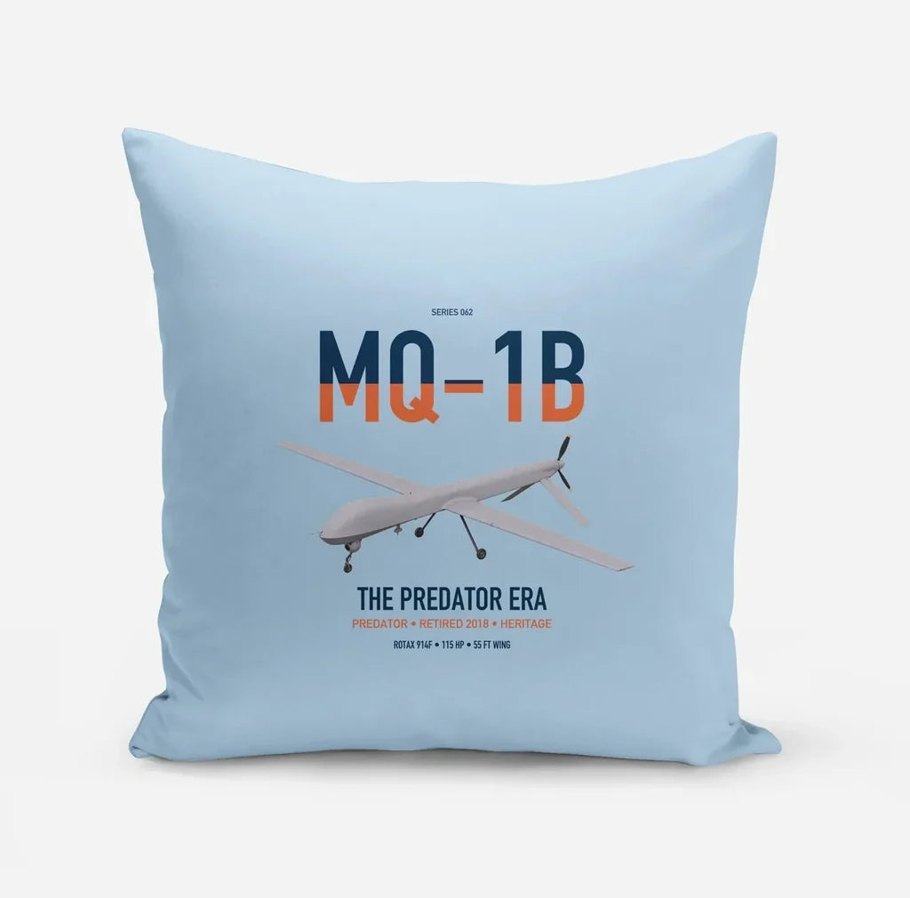 MQ-1B Predator design on light blue pillow