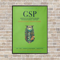 Thumbnail for Greenville-Spartanburg International Airport GSP vertical canvas print - framed - light green background