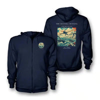 Thumbnail for VINTAGE G4002 - The Channel Crossing - Premium Zipped Hoodie design on navyblue