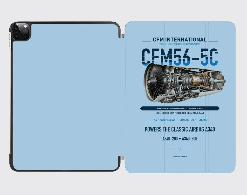 CFM56-5C design on light blue ipad tablet case