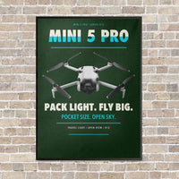 Thumbnail for DJI Mini 5 Pro vertical canvas print - framed - dark green background