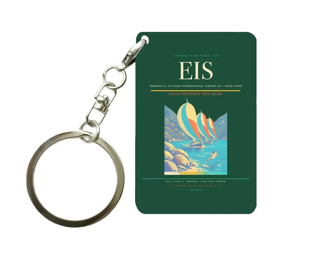 Terrance B. Lettsome International Airport (EIS) design on dark green key chain