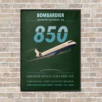 Thumbnail for Bombardier Challenger 850 vertical canvas print - framed - dark green background