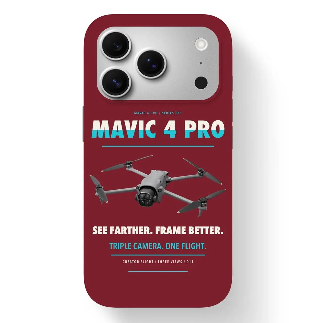 DJI Mavic 4 Pro Case design on dark red iphone case