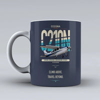Thumbnail for Cessna T210N Centurion design on dark blue ceramic mug, double-side print