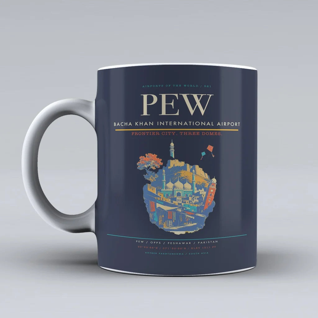 Bacha Khan International Airport PEW Mug - Dark Blue