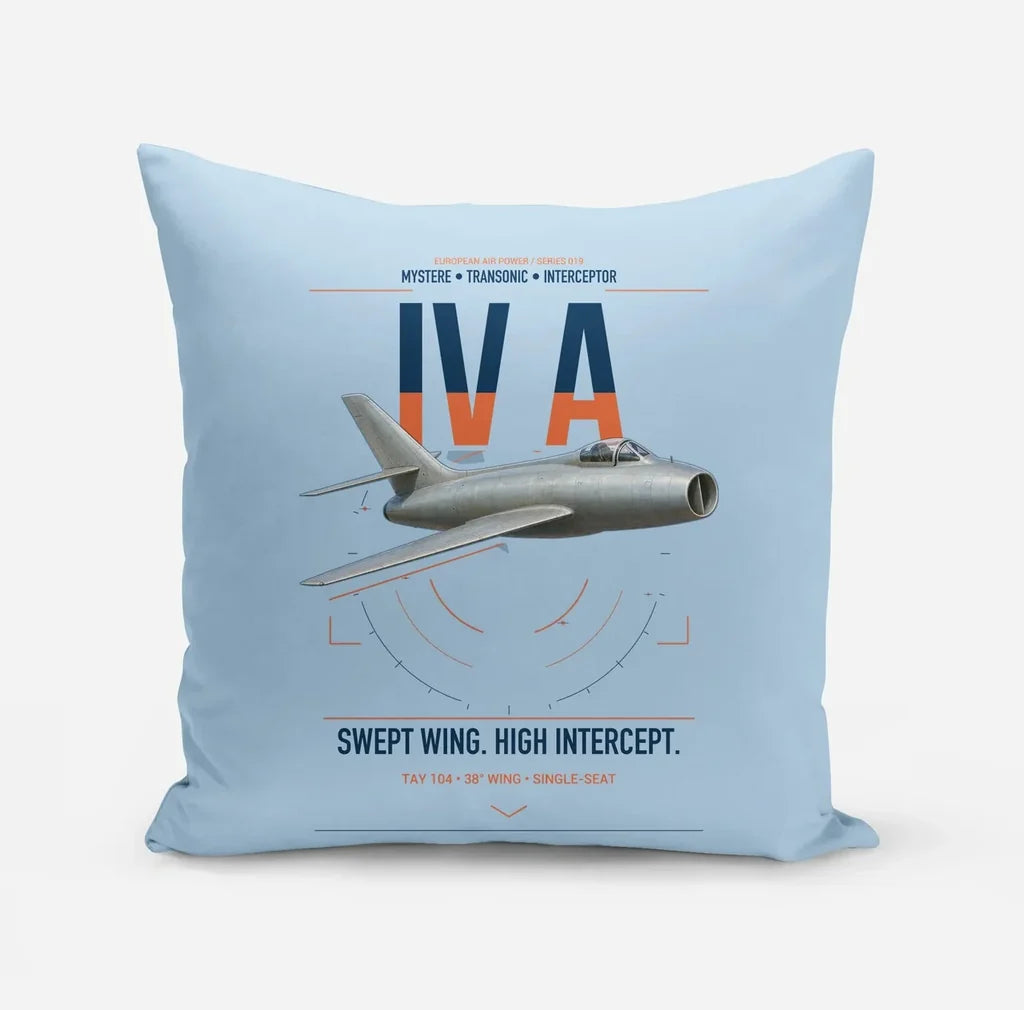 Dassault Mystère IV A design on light blue pillow