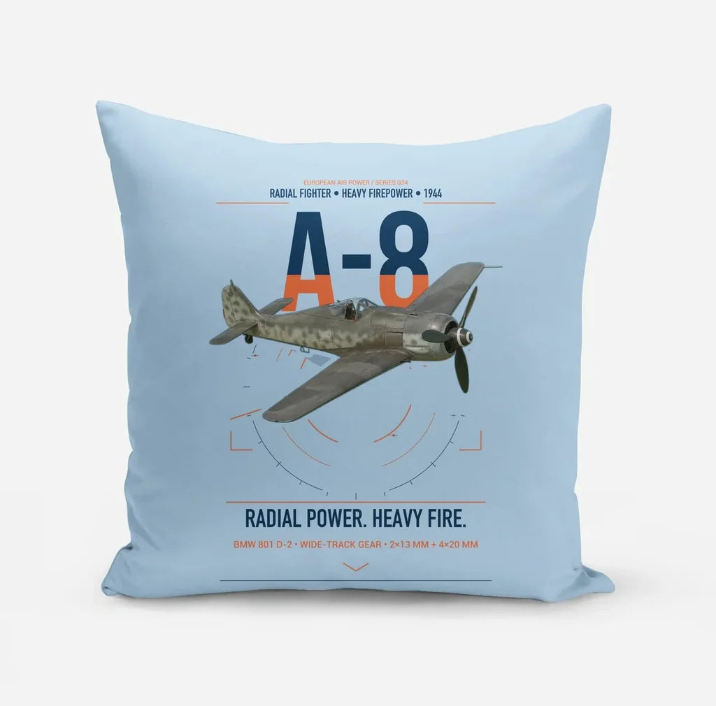Focke-Wulf Fw 190A-8 design on light blue pillow