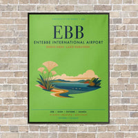 Thumbnail for Entebbe International Airport EBB vertical canvas print - framed - light green background