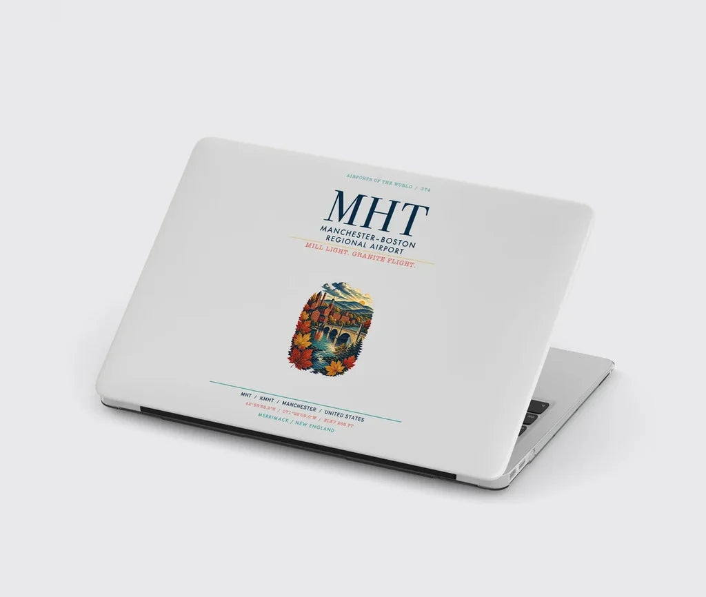 Manchester–Boston Regional Airport (MHT) design on light gray MacBook case