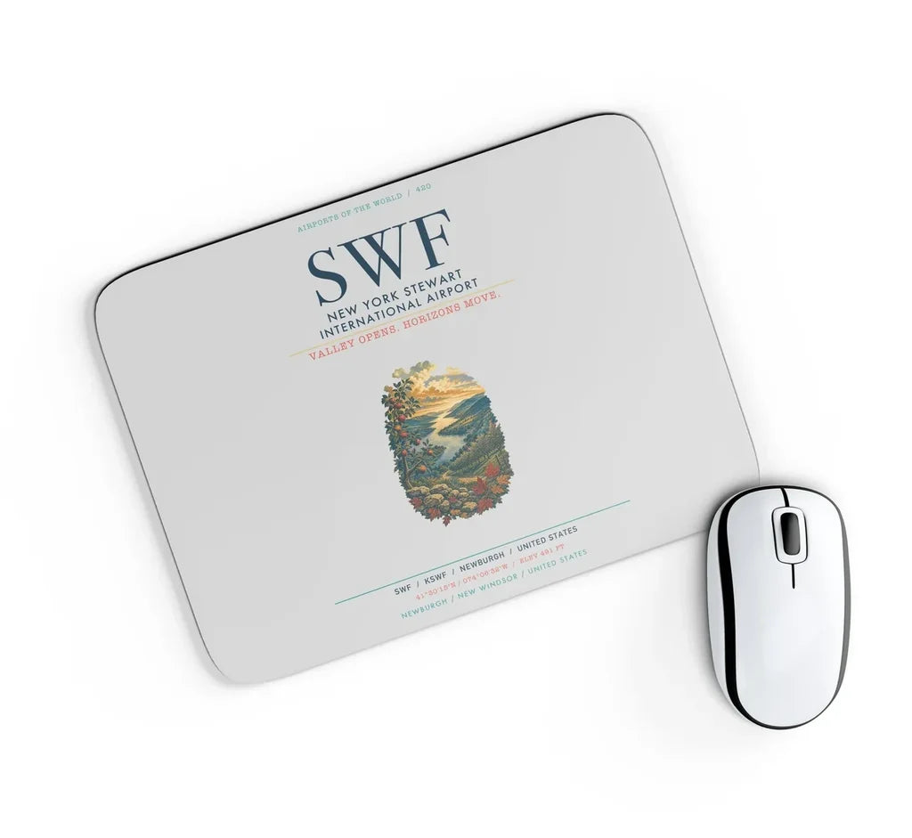 New York Stewart International Airport (SWF) design on light gray rectangle mouse pad
