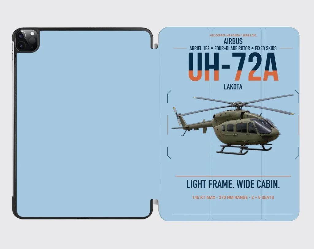 Airbus UH-72A Lakota design on light blue ipad tablet case