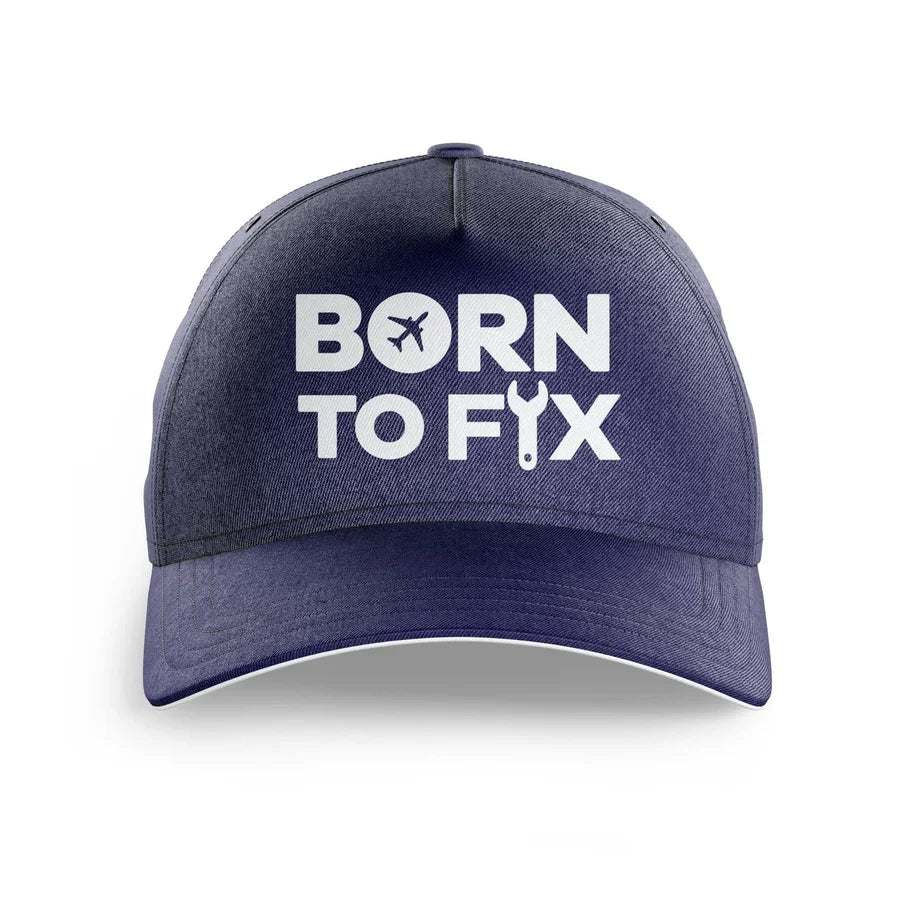 Born To Fix Airplanes printed hat - dark blue