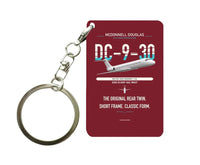 Thumbnail for McDonnell Douglas DC-9-30 design on dark red designed key chain, double-side print