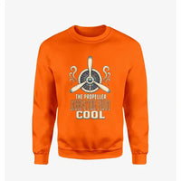 Thumbnail for The Propeller Keeps The Pilot Cool design on orange sweatshirt