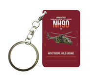 Thumbnail for NHIndustries NH90 TTH design on dark red designed key chain, double-side print