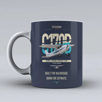 Thumbnail for Cessna 170B design on dark blue ceramic mug, double-side print