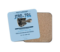 Thumbnail for JT9D-7R4 design on light blue 1 piece coaster