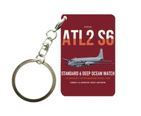 Thumbnail for Atlantique 2 Standard 6 design on dark red designed key chain, double-side print