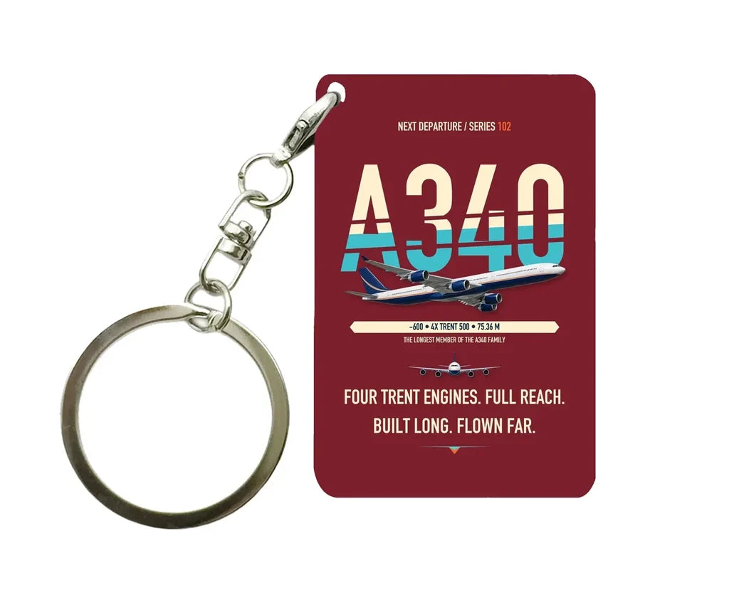 Airbus A340-600 Key Chain design on dark red key chain