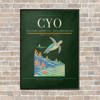 Thumbnail for Vilo Acuña Airport CYO — Cayo Largo del Sur vertical canvas print - framed - dark green background