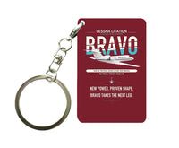 Thumbnail for Cessna Citation Bravo design on dark red designed key chain, double-side print