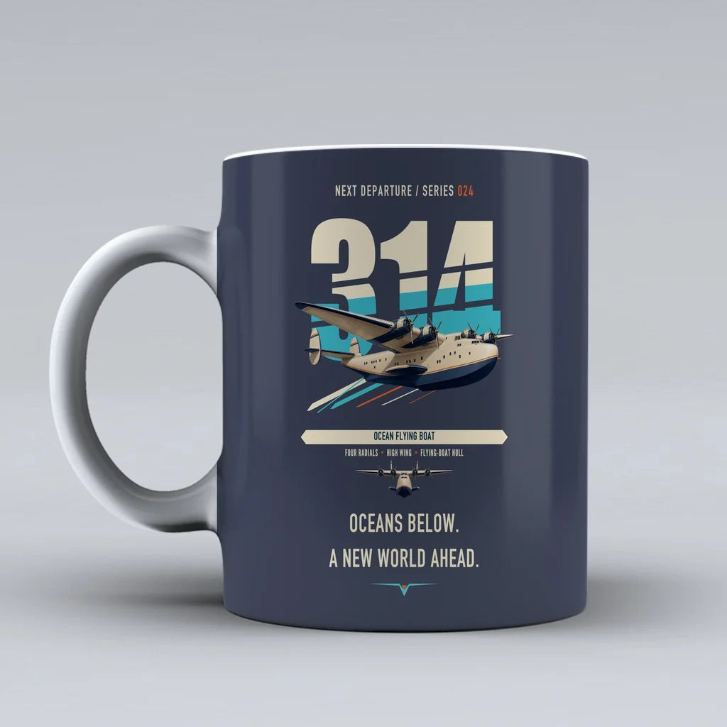 Boeing 314 Clipper double-side print on dark blue ceramic mug