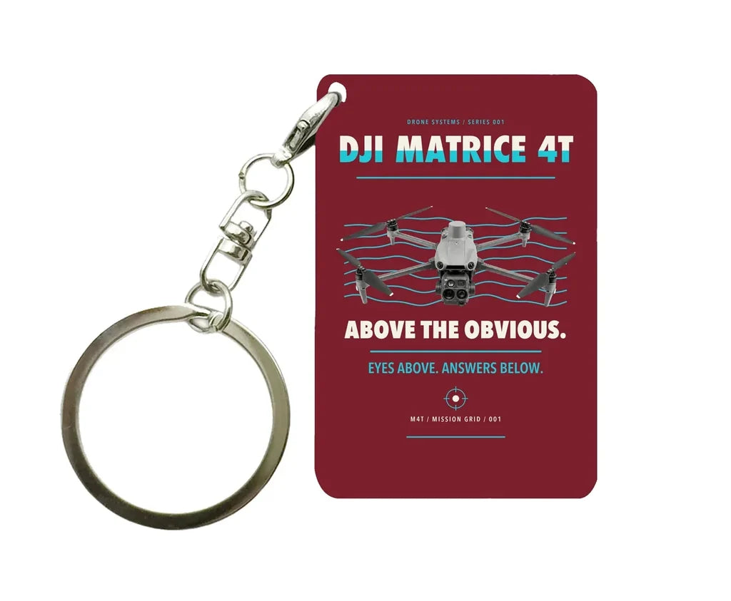 DJI Matrice 4T Key Chain design on dark red key chain